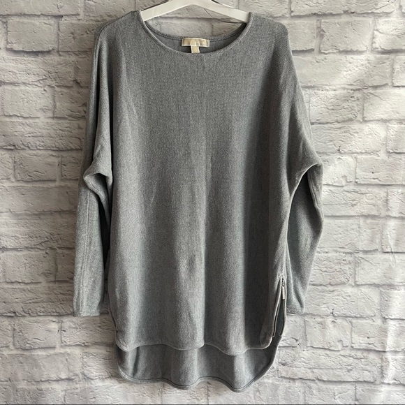 MICHAEL Michael Kors Sweaters - BY MICHAEL KORS GREY TUNIC SWEATER WITH ZIPPER ACCENT XL
